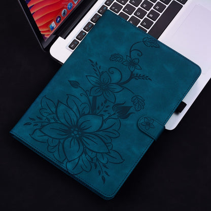 For iPad Air 11 2024 Lily Embossed Leather Smart Tablet Case(Dark Blue) - iPad Air 11 2024 Cases by buy2fix | Online Shopping UK | buy2fix