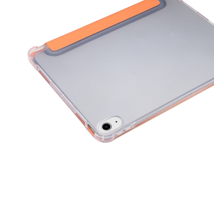 For iPad Air 11 2024 3-folding Electric Pressed Skin Texture Leather Tablet Case(Orange) - iPad Air 11 2024 Cases by buy2fix | Online Shopping UK | buy2fix