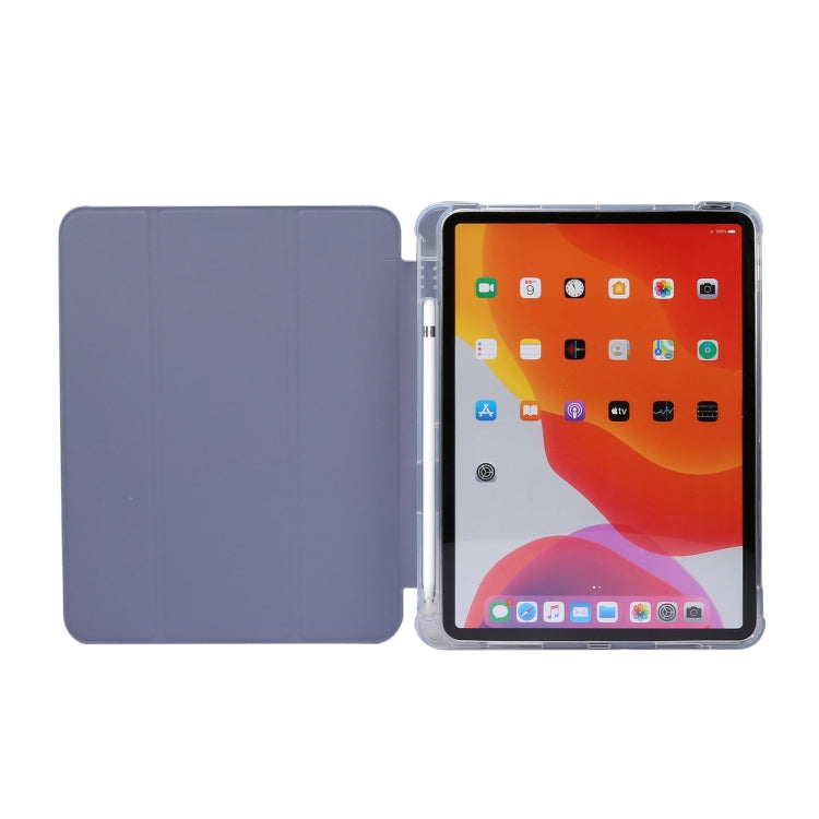 For iPad Air 11 2024 3-folding Electric Pressed Skin Texture Leather Tablet Case(Lavender) - iPad Air 11 2024 Cases by buy2fix | Online Shopping UK | buy2fix