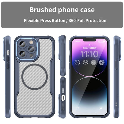 For iPhone 13 Pro Carbon Fiber Texture MagSafe Translucent Phone Case(Blue) - iPhone 13 Pro Cases by buy2fix | Online Shopping UK | buy2fix