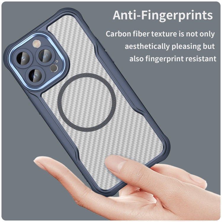 For iPhone 13 Pro Carbon Fiber Texture MagSafe Translucent Phone Case(Blue) - iPhone 13 Pro Cases by buy2fix | Online Shopping UK | buy2fix