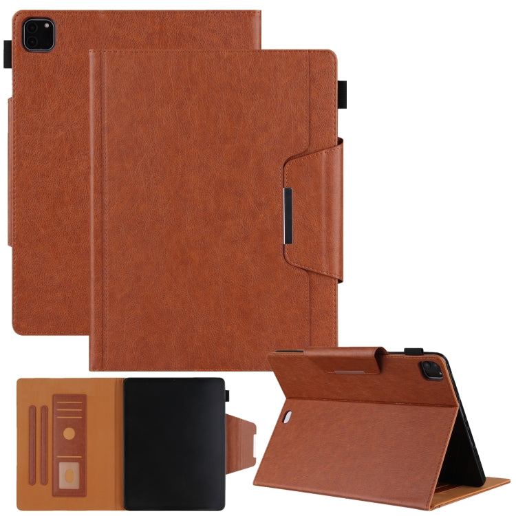 For iPad Pro 11 2024 Solid Color Metal Buckle Leather Smart Tablet Case(Brown) - iPad Pro 11 2024 Cases by buy2fix | Online Shopping UK | buy2fix