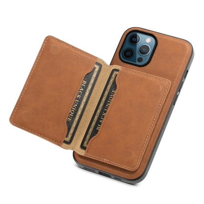 For iPhone 12 Pro Max Denior D13 Retro Texture Leather MagSafe Card Bag Phone Case(Brown) - iPhone 12 Pro Max Cases by Denior | Online Shopping UK | buy2fix