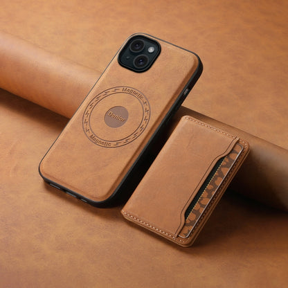 For iPhone 15 Plus Denior D13 Retro Texture Leather MagSafe Card Bag Phone Case(Brown) - iPhone 15 Plus Cases by Denior | Online Shopping UK | buy2fix