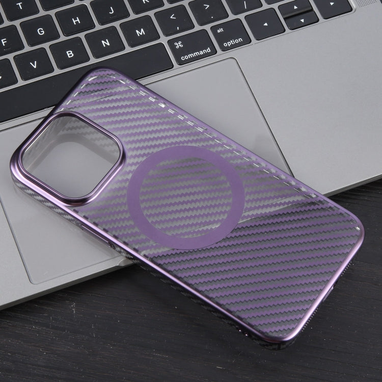 For iPhone 13 Pro Max 6D Plated Carbon Fiber Clear Magsafe PC Phone Case(Aurora Purple) - iPhone 13 Pro Max Cases by buy2fix | Online Shopping UK | buy2fix