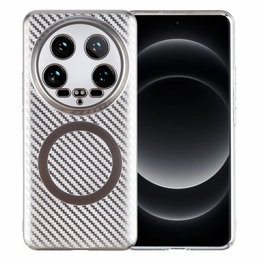 For Xiaomi 14 Ultra 6D Plated Carbon Fiber Clear Magsafe PC Phone Case(Titanium Grey) - 14 Ultra Cases by buy2fix | Online Shopping UK | buy2fix