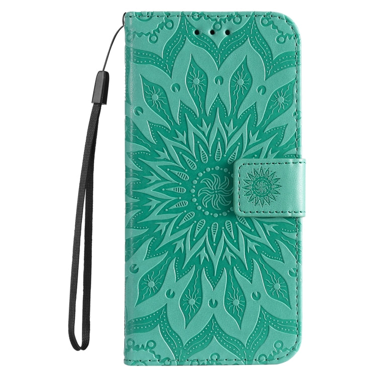 For iPhone SE 2024 Embossed Sunflower Pattern Flip Leather Phone Case(Green) - More iPhone Cases by buy2fix | Online Shopping UK | buy2fix