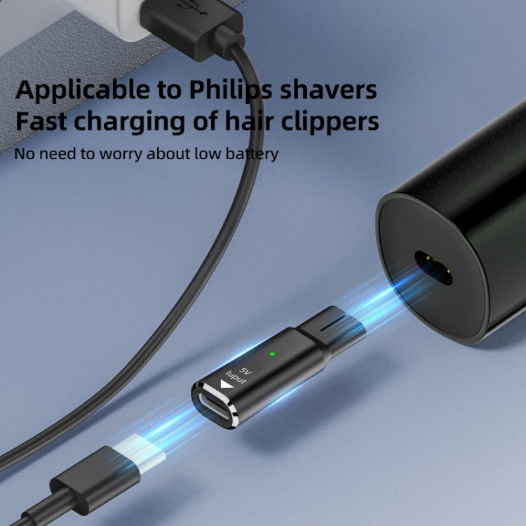 Shaver / Clipper Charging Adapter for Philips, Interface:Type-C to 8V Oval(Black) - Accessories by buy2fix | Online Shopping UK | buy2fix
