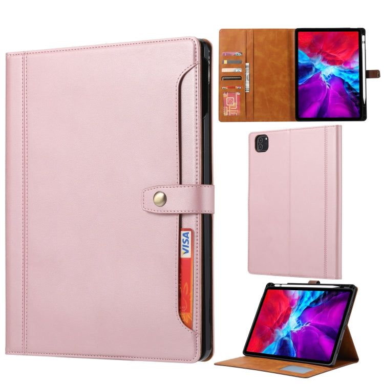 For iPad Pro 11 2024 Calf Texture Double Fold Clasp Horizontal Flip Leather Smart Tablet Case(Rose Gold) - iPad Pro 11 2024 Cases by buy2fix | Online Shopping UK | buy2fix