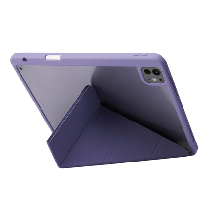 For iPad Pro 13 2024 Deformation Transparent Acrylic Leather Tablet Case(Lavender Grey) - iPad Pro 13 2024 Cases by buy2fix | Online Shopping UK | buy2fix