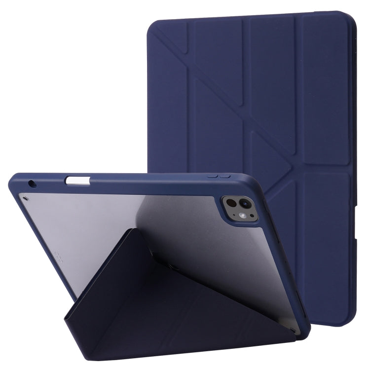 For iPad Pro 11 2024 Deformation Transparent Acrylic Leather Tablet Case(Dark Blue) - iPad Pro 11 2024 Cases by buy2fix | Online Shopping UK | buy2fix