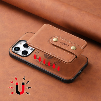 For iPhone 15 Plus Denior D14 NK Retro Pattern MagSafe Magnetic Card Holder Leather Phone Case(Brown) - iPhone 15 Plus Cases by Denior | Online Shopping UK | buy2fix