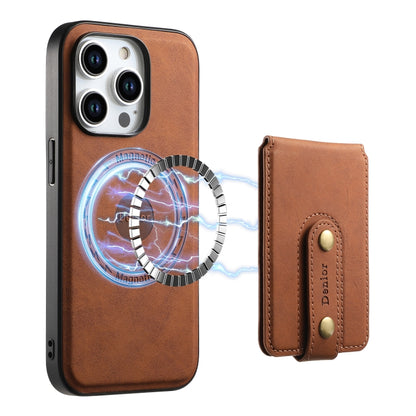 For iPhone 12/12 Pro Denior D14 NK Retro Pattern MagSafe Magnetic Card Holder Leather Phone Case(Brown) - iPhone 12 / 12 Pro Cases by Denior | Online Shopping UK | buy2fix