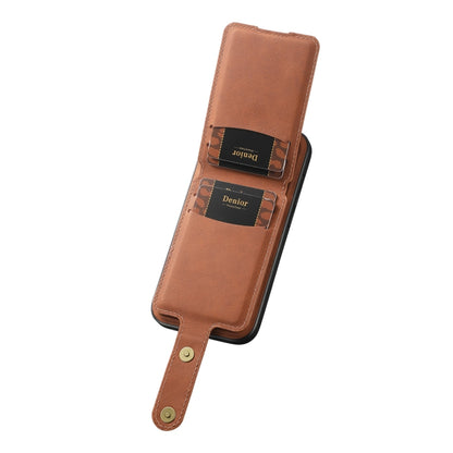 For iPhone 12/12 Pro Denior D14 NK Retro Pattern MagSafe Magnetic Card Holder Leather Phone Case(Brown) - iPhone 12 / 12 Pro Cases by Denior | Online Shopping UK | buy2fix