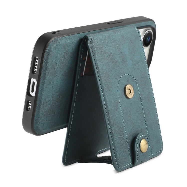 For iPhone 12 Pro Max Denior D14 NK Retro Pattern MagSafe Magnetic Card Holder Leather Phone Case(Blue) - iPhone 12 Pro Max Cases by Denior | Online Shopping UK | buy2fix