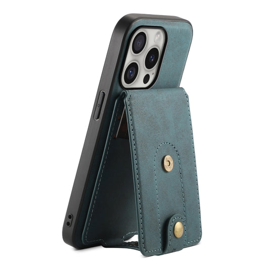 For iPhone 16 Pro Max Denior D14 NK Retro Pattern MagSafe Magnetic Card Holder Leather Phone Case(Blue) - iPhone 16 Pro Max Cases by Denior | Online Shopping UK | buy2fix