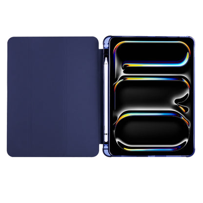 For iPad Pro 11 2024 3-fold TPU Leather Smart Tablet Case with Pen Slot(Dark Blue) - iPad Pro 11 2024 Cases by buy2fix | Online Shopping UK | buy2fix