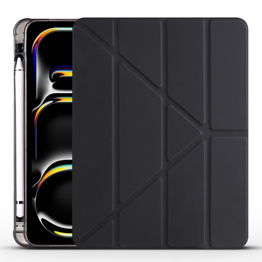 For iPad Pro 11 2024 Multi-folding TPU Leather Smart Tablet Case with Pen Slot(Black) - iPad Pro 11 2024 Cases by buy2fix | Online Shopping UK | buy2fix