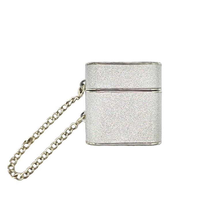 For AirPods 2 / 1 Cylindrical Glitter Leather Texture Bluetooth Earphone Protective Case(Silver) - For AirPods 1/2 by buy2fix | Online Shopping UK | buy2fix