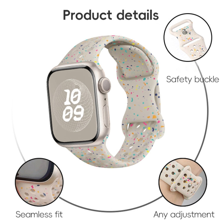 For Apple Watch 38mm Hole Style Butterfly Buckle Camouflage Silicone Watch Band(Pink Sand) - Watch Bands by buy2fix | Online Shopping UK | buy2fix