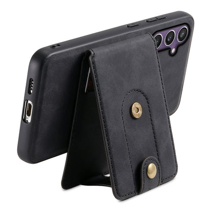 For Samsung Galaxy S23 FE 5G Denior D14 NK Retro Pattern MagSafe Magnetic Card Holder Leather Phone Case(Black) - Galaxy S23 FE 5G Cases by Denior | Online Shopping UK | buy2fix