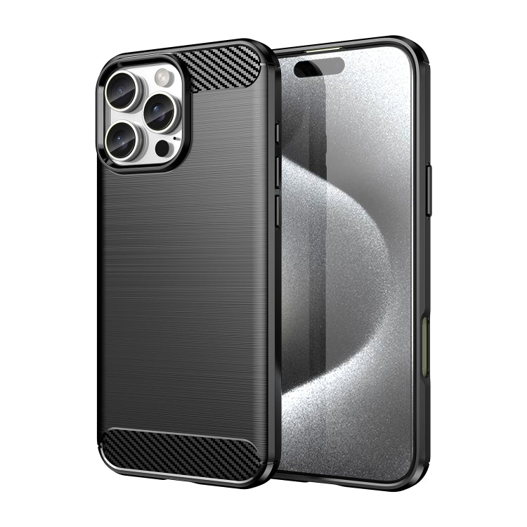 For iPhone 16 Pro Max Brushed Texture Carbon Fiber TPU Phone Case(Black) - iPhone 16 Pro Max Cases by buy2fix | Online Shopping UK | buy2fix