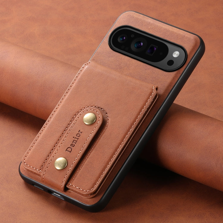 For Google Pixel 9 Pro Denior D14 NK Retro Pattern MagSafe Magnetic Card Holder Leather Phone Case(Brown) - Google Cases by Denior | Online Shopping UK | buy2fix