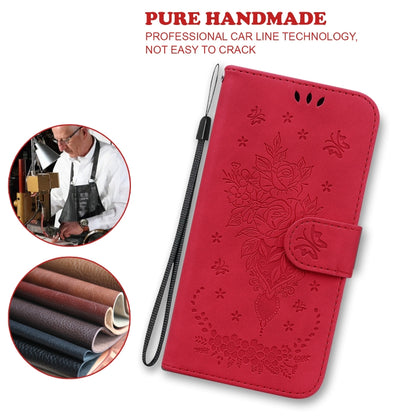 For iPhone SE 2024 Butterfly Rose Embossed Leather Phone Case(Red) - More iPhone Cases by buy2fix | Online Shopping UK | buy2fix