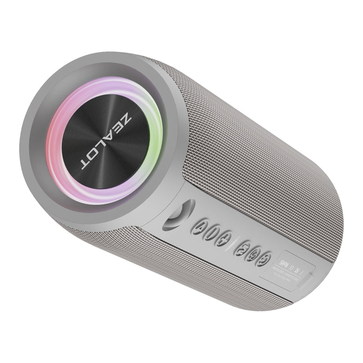 Zealot S51 Pro Shocking Bass Bluetooth Speaker with Colorful Light(Grey) - Desktop Speaker by ZEALOT | Online Shopping UK | buy2fix