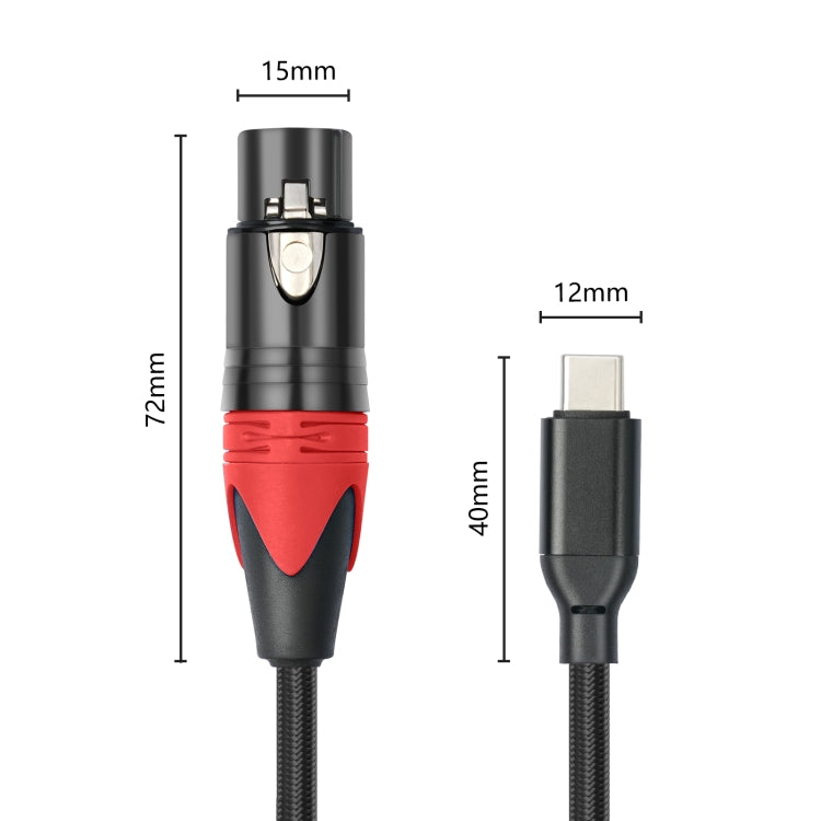 TY03RE Type-C Male to XLR Female Audio Cable for Dynamic Microphone, Length:2m(Black) - Microphone Audio Cable & Connector by buy2fix | Online Shopping UK | buy2fix