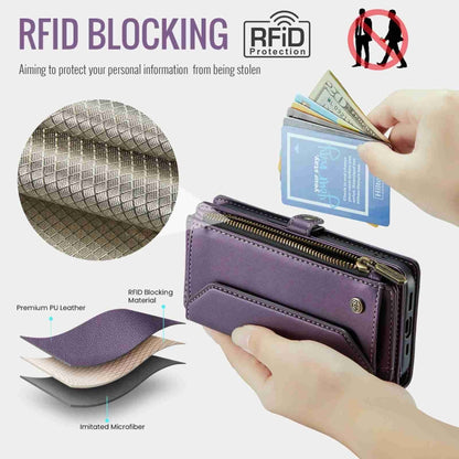 For iPhone 14 CaseMe C36 Card Slots Zipper Wallet RFID Anti-theft Leather Phone Case(Purple) - iPhone 14 Cases by CaseMe | Online Shopping UK | buy2fix