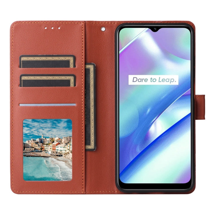 For Realme C33 Multifunctional Horizontal Flip Leather Phone Case with Three Card Slot(Brown) - Realme Cases by buy2fix | Online Shopping UK | buy2fix