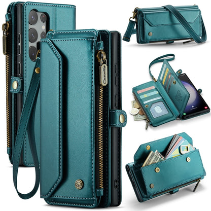 For Samsung Galaxy S23 Ultra 5G CaseMe C36 Card Slots Zipper Wallet RFID Anti-theft Leather Phone Case(Blue-green) - Galaxy S23 Ultra 5G Cases by CaseMe | Online Shopping UK | buy2fix