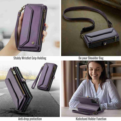 For Samsung Galaxy Note20 Ultra CaseMe C36 Card Slots Zipper Wallet RFID Anti-theft Leather Phone Case(Purple) - Galaxy Note20 Ultra Cases by CaseMe | Online Shopping UK | buy2fix