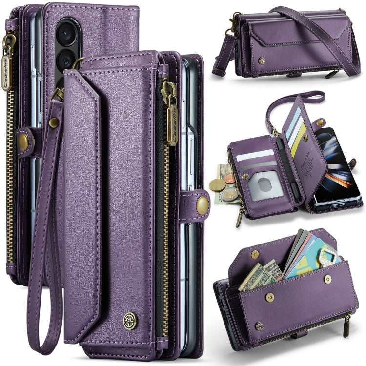 For Samsung Galaxy Z Fold4 CaseMe C36 Card Slots Zipper Wallet RFID Anti-theft Leather Phone Case(Purple) - Galaxy Z Fold4 5G Cases by CaseMe | Online Shopping UK | buy2fix