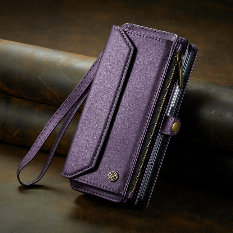 For Samsung Galaxy Z Fold4 CaseMe C36 Card Slots Zipper Wallet RFID Anti-theft Leather Phone Case(Purple) - Galaxy Z Fold4 5G Cases by CaseMe | Online Shopping UK | buy2fix