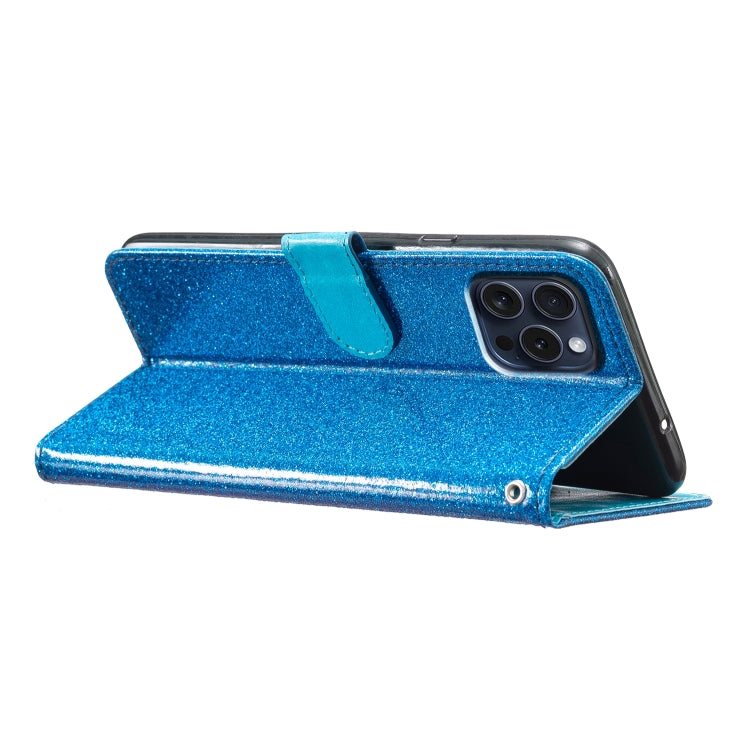 For iPhone 16 Pro Glitter Powder Flip Leather Phone Case(Blue) - iPhone 16 Pro Cases by buy2fix | Online Shopping UK | buy2fix