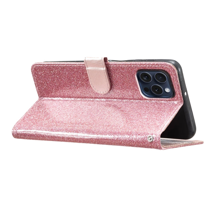 For iPhone 16 Pro Max Glitter Powder Flip Leather Phone Case(Rose Gold) - iPhone 16 Pro Max Cases by buy2fix | Online Shopping UK | buy2fix