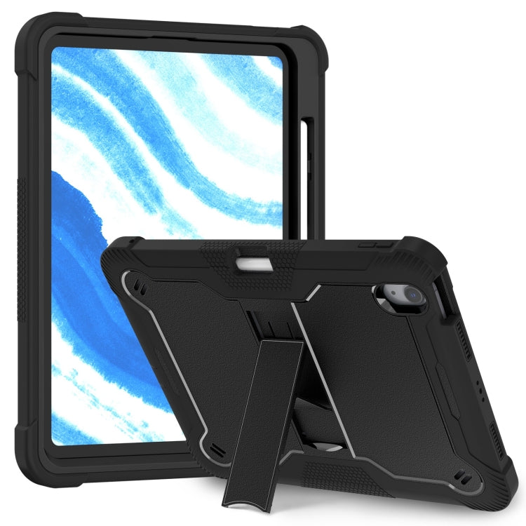 For iPad Air 11 2024 / Air 2022 10.9 Shockproof Silicone Hybrid PC Tablet Case with Holder(Black) - iPad Air 11 2024 Cases by buy2fix | Online Shopping UK | buy2fix