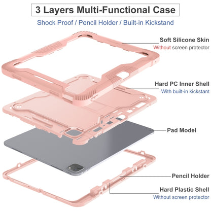 For iPad Pro 13 2024 Shockproof Silicone Hybrid PC Tablet Case with Holder(Rose Gold) - iPad Pro 13 2024 Cases by buy2fix | Online Shopping UK | buy2fix