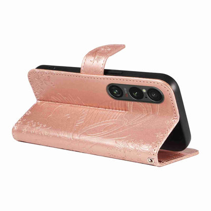 For Sony Xperia 1 VI 2024 Swallowtail Butterfly Embossed Leather Phone Case(Rose Gold) - Sony Cases by buy2fix | Online Shopping UK | buy2fix