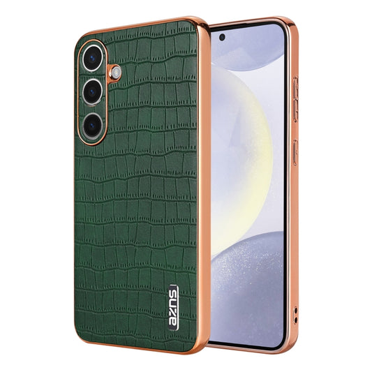 For Samsung Galaxy S24+ 5G AZNS Electroplated Frame Crocodile Texture Full Coverage Phone Case(Green) - Galaxy S22+ 5G Cases by AZNS | Online Shopping UK | buy2fix