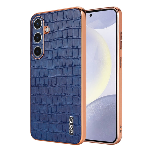 For Samsung Galaxy S24+ 5G AZNS Electroplated Frame Crocodile Texture Full Coverage Phone Case(Blue) - Galaxy S22+ 5G Cases by AZNS | Online Shopping UK | buy2fix