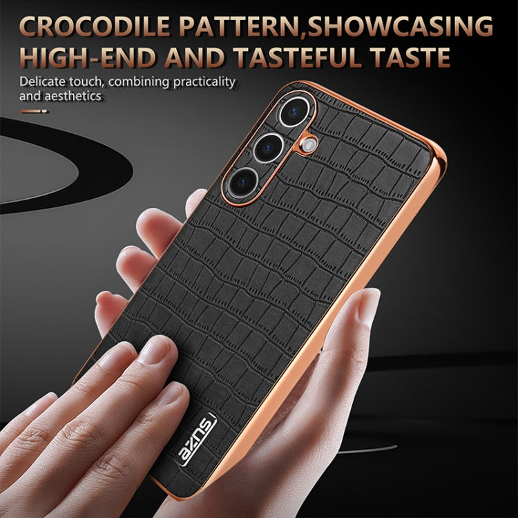 For Samsung Galaxy S24+ 5G AZNS Electroplated Frame Crocodile Texture Full Coverage Phone Case(White) - Galaxy S22+ 5G Cases by AZNS | Online Shopping UK | buy2fix