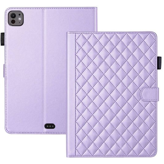 For iPad Pro 13 2024 Rhombus Lattice Leather Smart Tablet Case(Purple) - iPad Pro 13 2024 Cases by buy2fix | Online Shopping UK | buy2fix