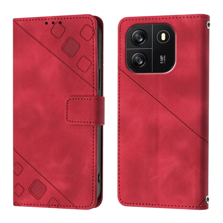 For Blackview Wave 6C Skin Feel Embossed Leather Phone Case(Red) - More Brand by buy2fix | Online Shopping UK | buy2fix