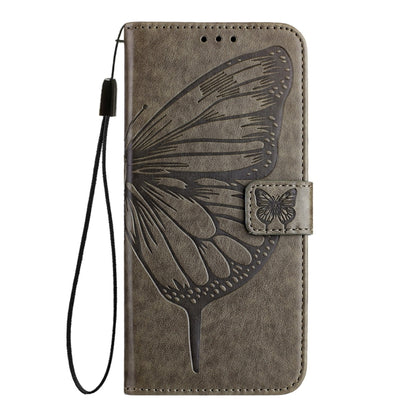 For Blackview A52 Embossed Butterfly Leather Phone Case(Grey) - More Brand by buy2fix | Online Shopping UK | buy2fix