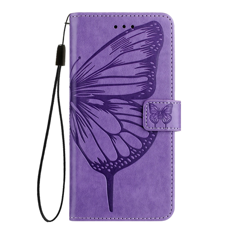 For Blackview A52 Embossed Butterfly Leather Phone Case(Purple) - More Brand by buy2fix | Online Shopping UK | buy2fix