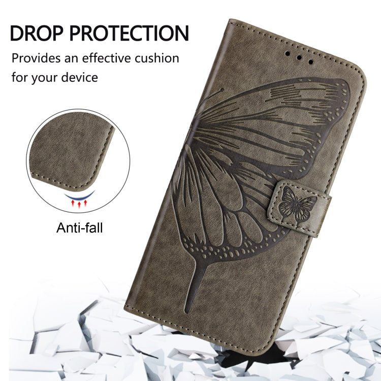 For Ulefone Note 14 Embossed Butterfly Leather Phone Case(Grey) - Ulefone Cases by buy2fix | Online Shopping UK | buy2fix