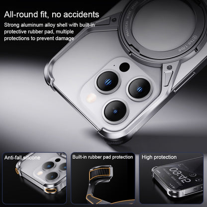 For iPhone 13 Pro / 14 Pro / 15 Pro Aluminum Alloy Frameless 360-Degree Rotating Phone Case(Silver) - iPhone 15 Pro Cases by buy2fix | Online Shopping UK | buy2fix